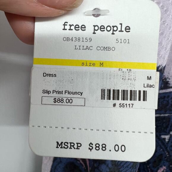 Free People Lavender Floral Mini Dress with Blue Waist Panel - Picture 9 of 9